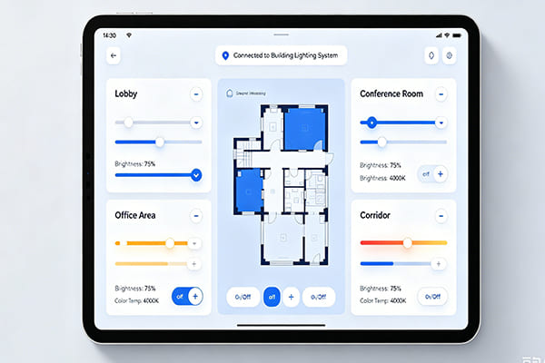 Smart building lighting controls on a tablet